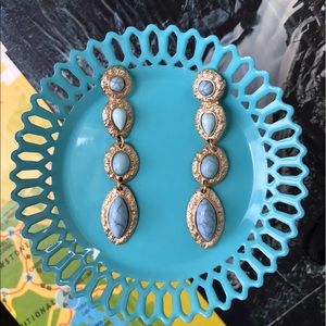 Blue and gold dangle earrings