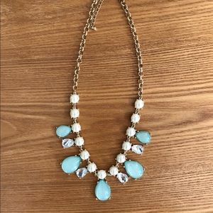 Blue and pearl chunky necklace