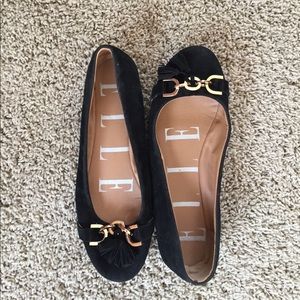Black, 8.5 ballet flats with gold embellishment