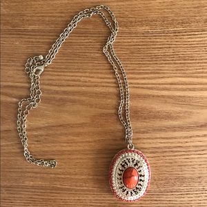 Orange and gold pendant necklace