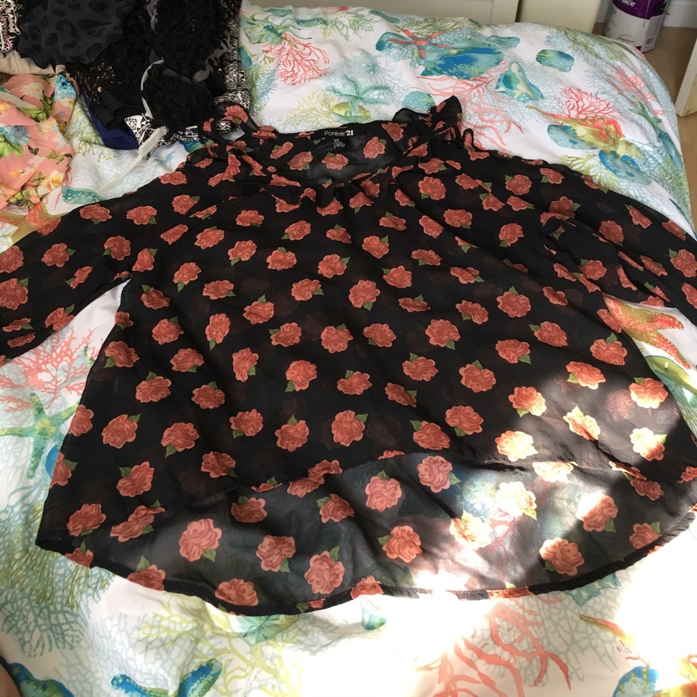 Forever 21 sheer cut out shoulder blouse!!