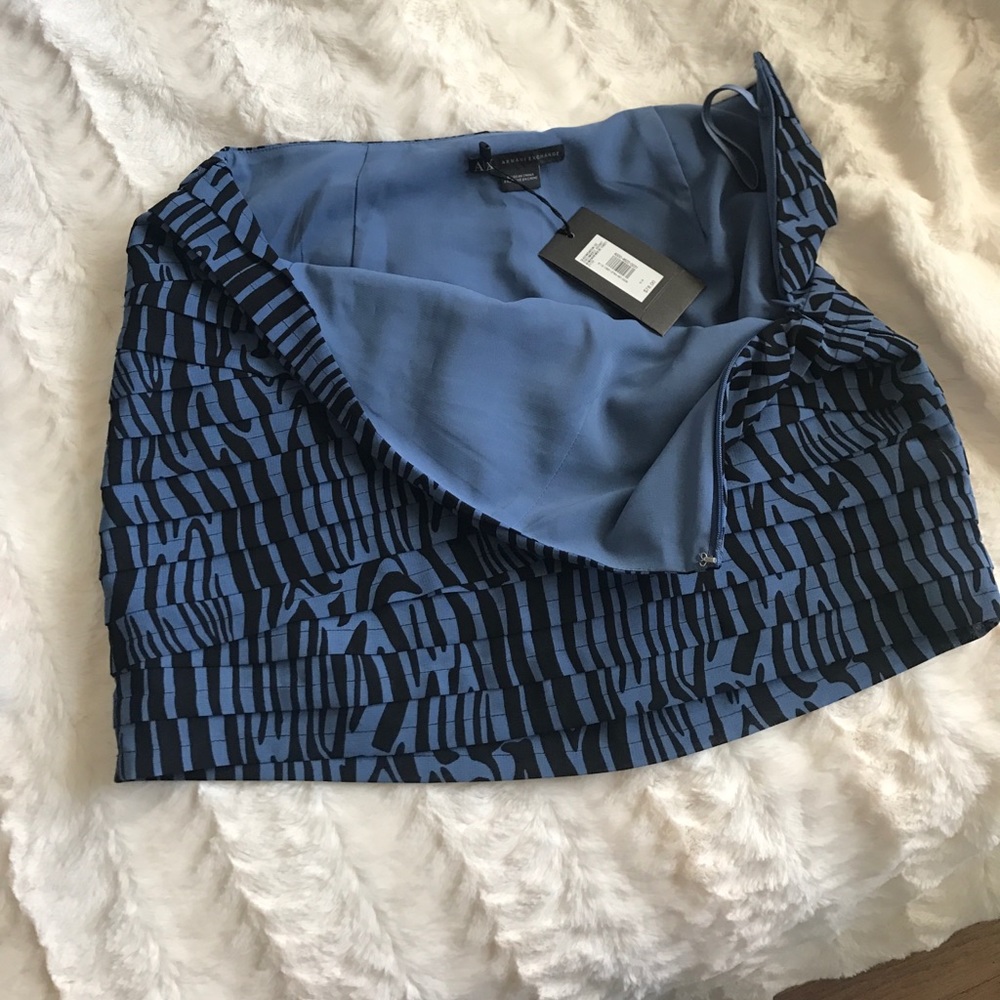 Blue and black print skirt