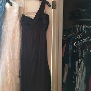 Davids bridal full length one shoulder dress