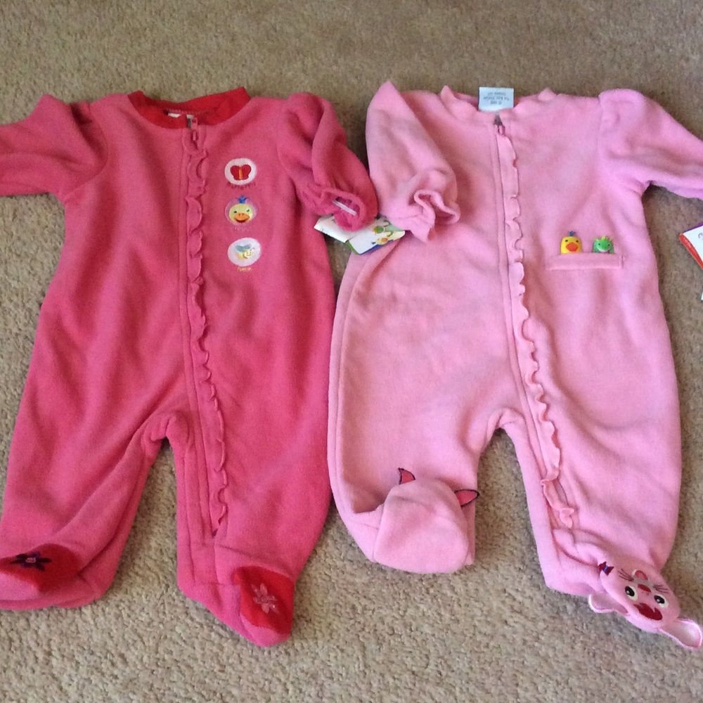 NEW Baby Einstein 3m girl pink footed sleepers