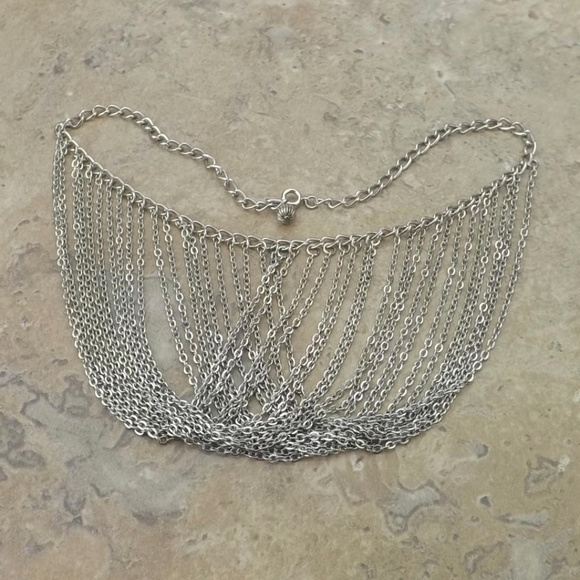 bib statement necklace multi chain link vintage - Picture 5 of 5