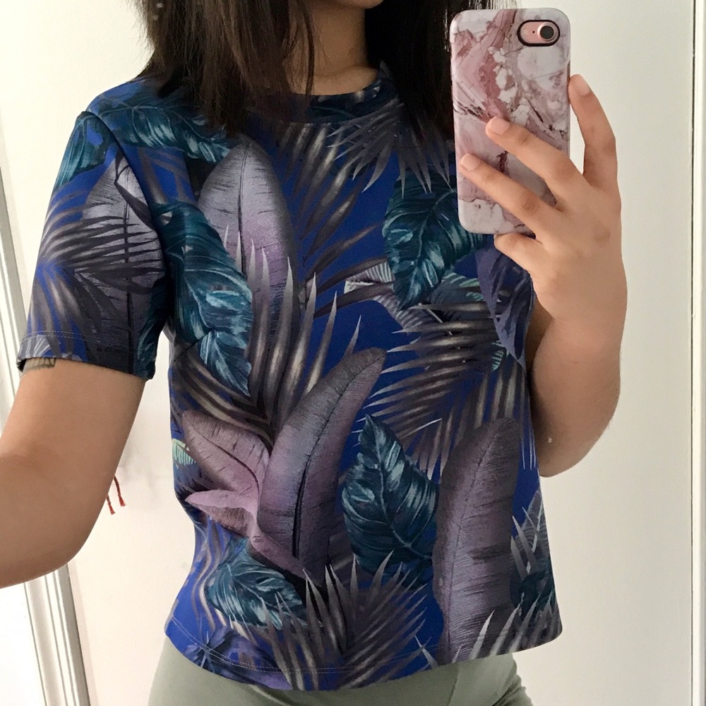 blue printed top
