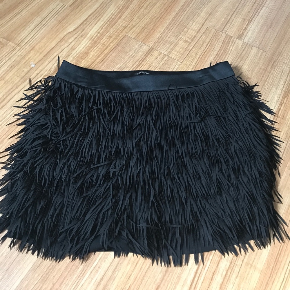 Black Fringe Mini Skirt