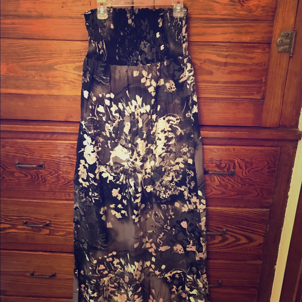 Black and white floral maxi dress