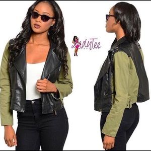 Green & Black Leather Jacket