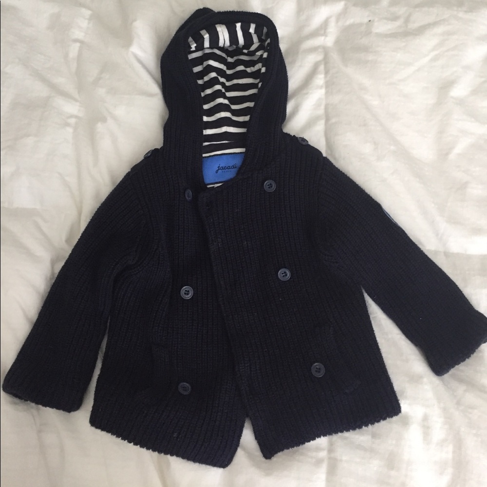 Boys Jacardi Paris button up knit sweater