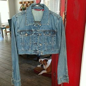 Express distressed crop jean jacket