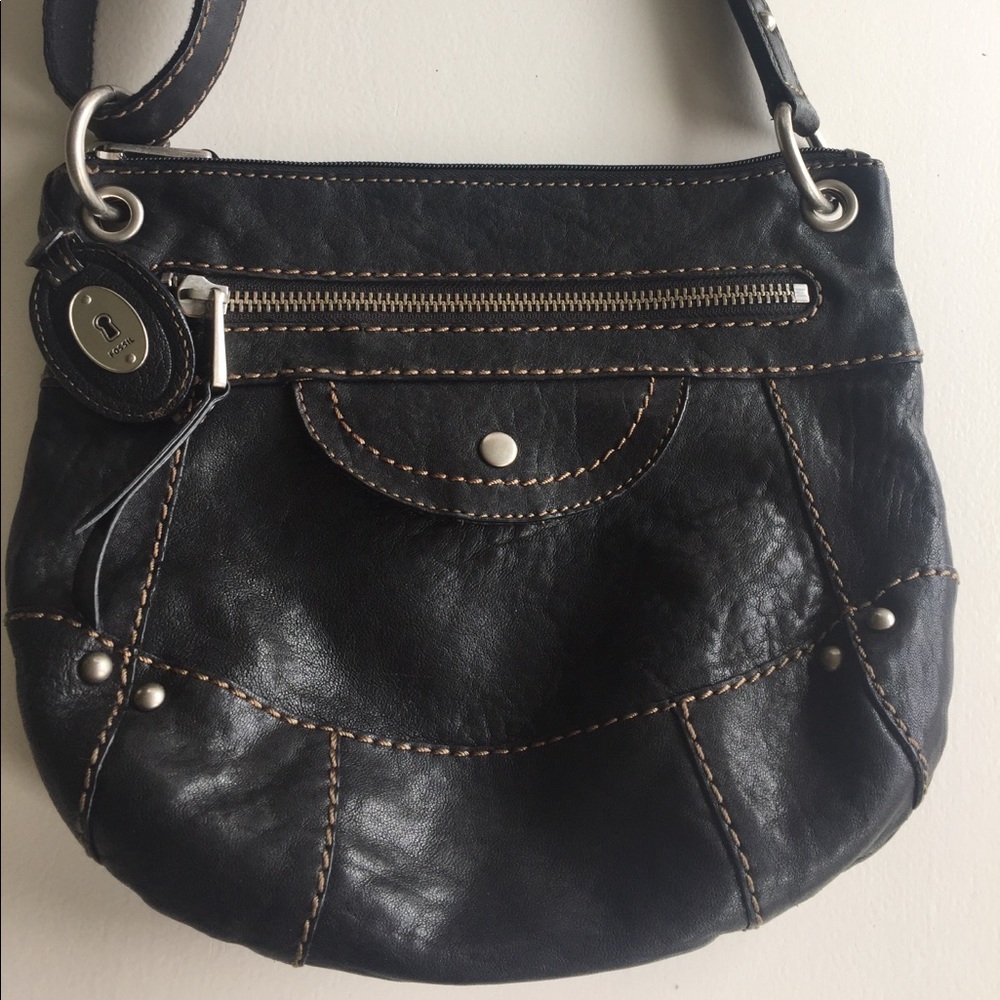 Fossil Crossbody Purse! "Black Leather Liberty"