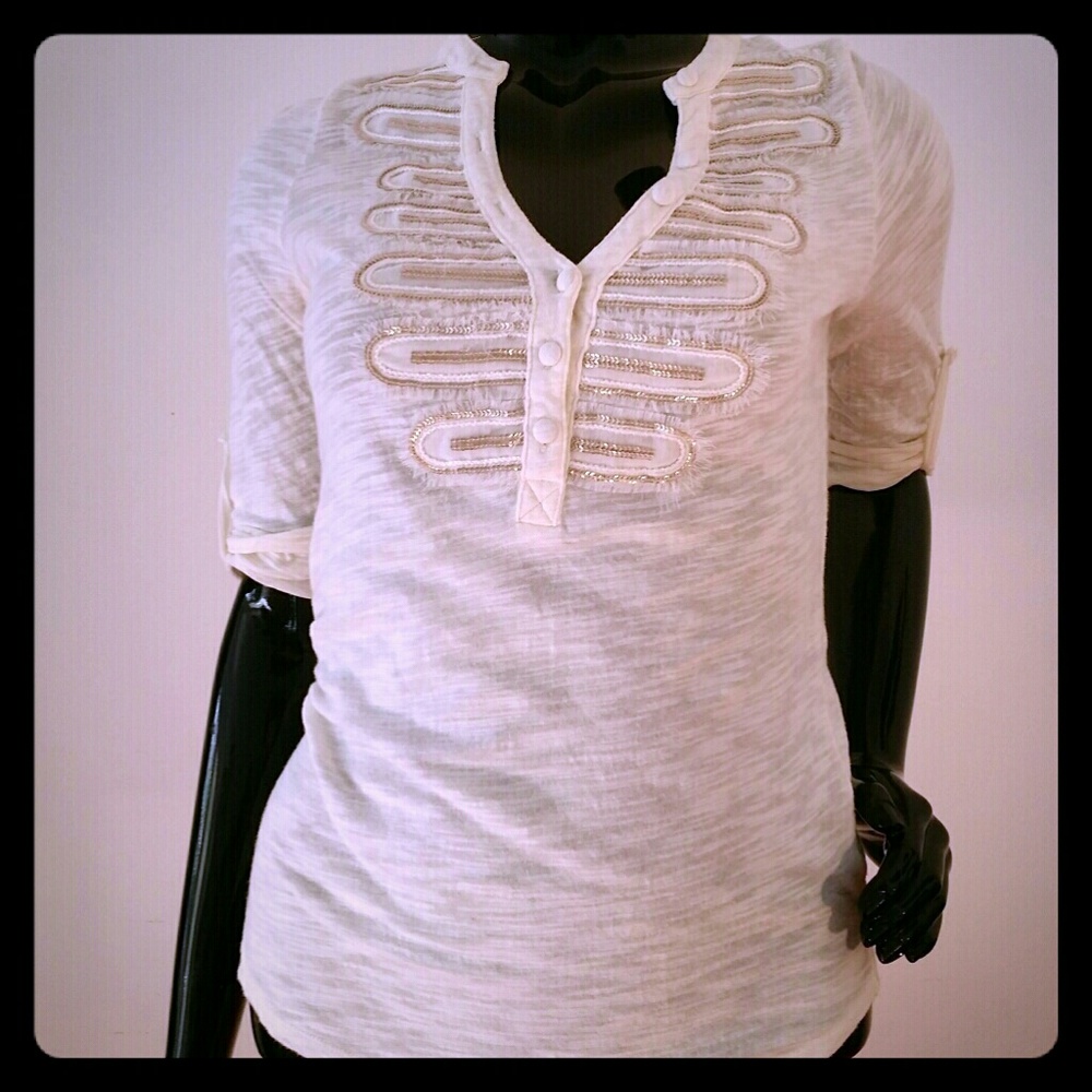 Anthropologie C.Keer Sequin Embellished shirt