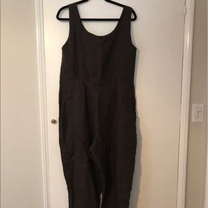 Black Crane linen overall in Charcoal