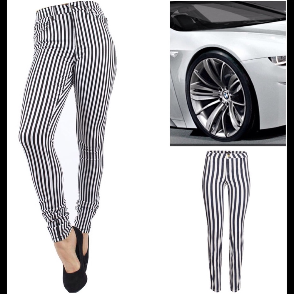 H & M Nautical Navy and White Striped skinny Jean
