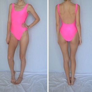 80s Neon Pink One Piece Bathingsuit