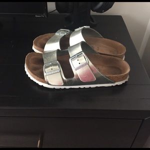 Metallic Silver Birkenstocks
