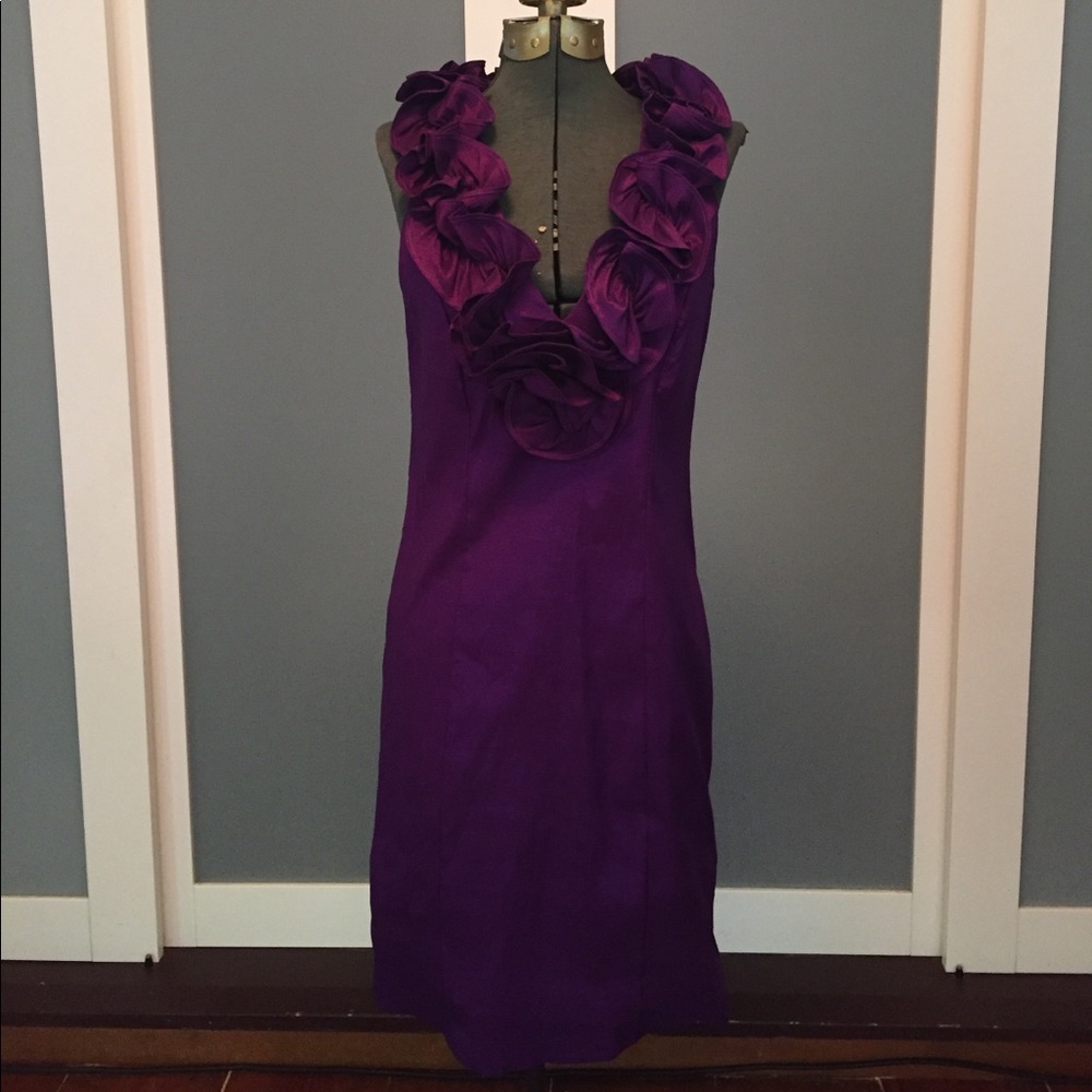 Purple Formal Dress with Floral Collar