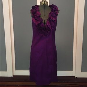 Purple Formal Dress with Floral Collar