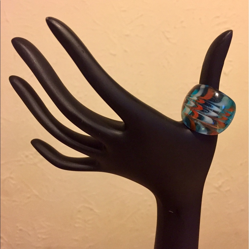 Beautiful Glass Blown Ring 💍 multi colored