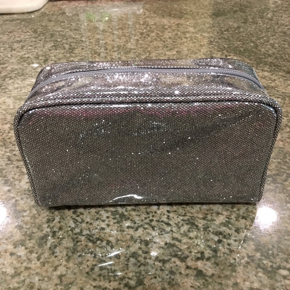 Silver Glitter Makeup Cosmetic Travel Bag Pouch
