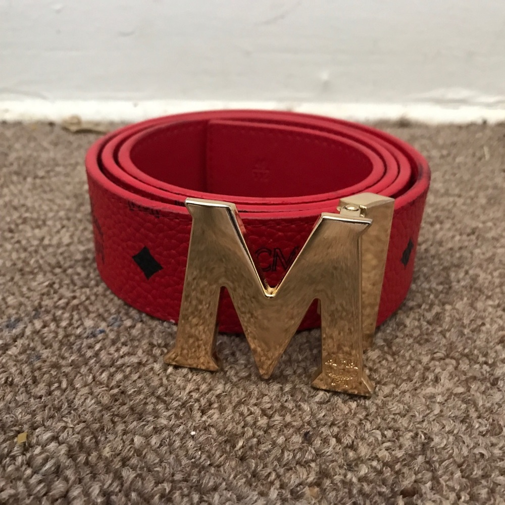 Brand New Red MCM Belt