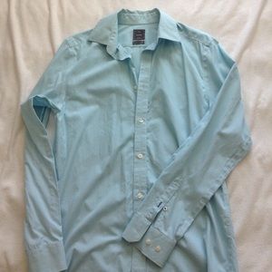 Men's blue and white striped button down