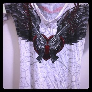 White firing heart sinful t-shirt