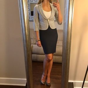 BCBGeneration cropped seersucker pinstripe blazer