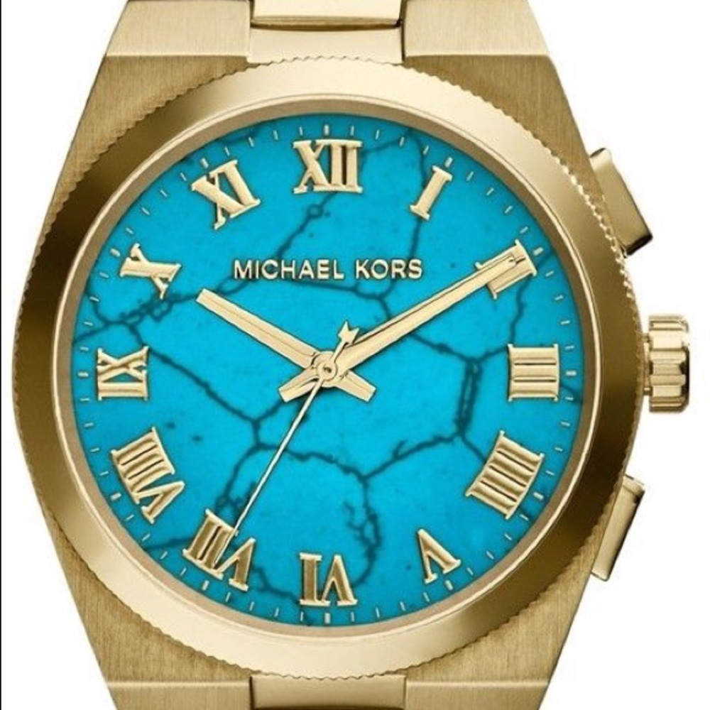 Michael Kors women's gold watch w/ turquoise face