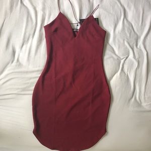 Boohoo bodycon burgundy dress