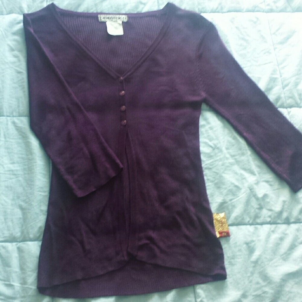 3/4 sleeve royal purple cardigan