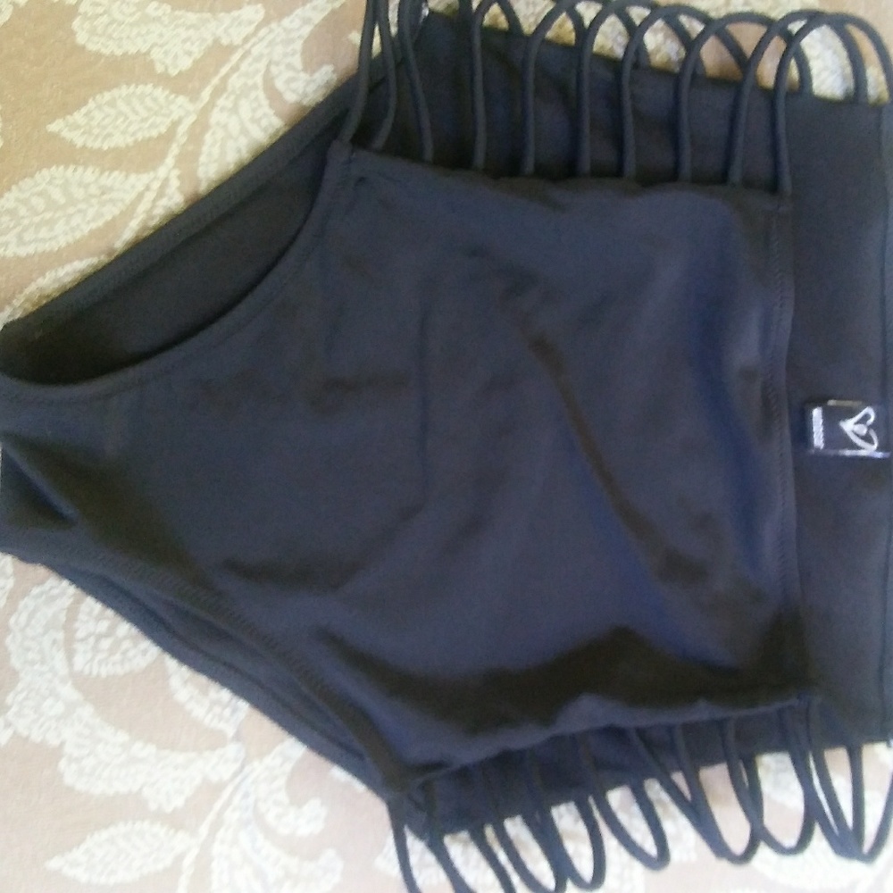 Black Strapped Suit Bottoms