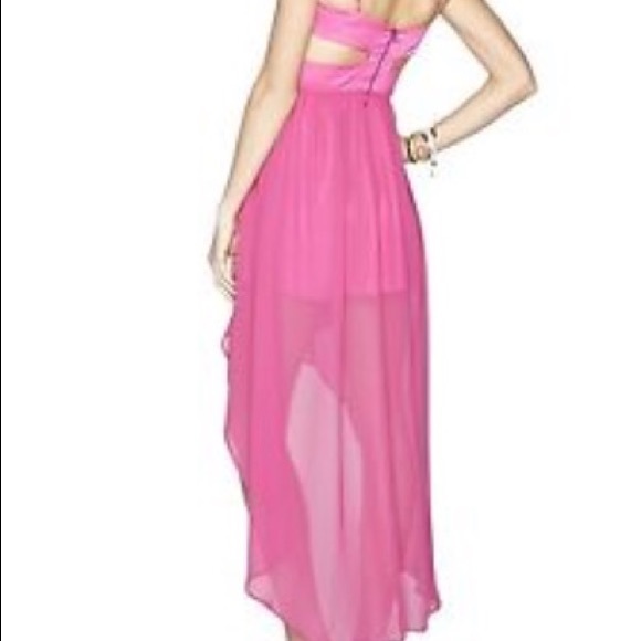 BCBGENERATION Candy pink high low dress w/cut outs - Picture 3 of 7