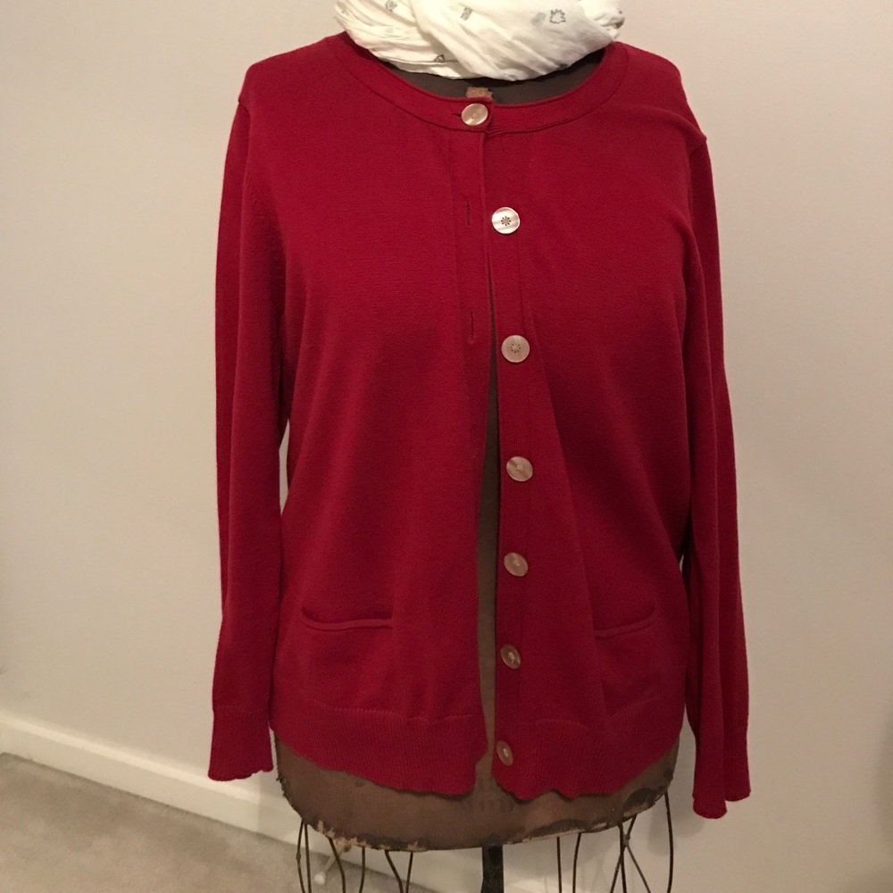 Deep red button down perfect cardigan