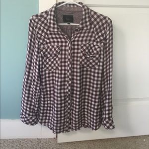 Rails maroon and white plaid shirt