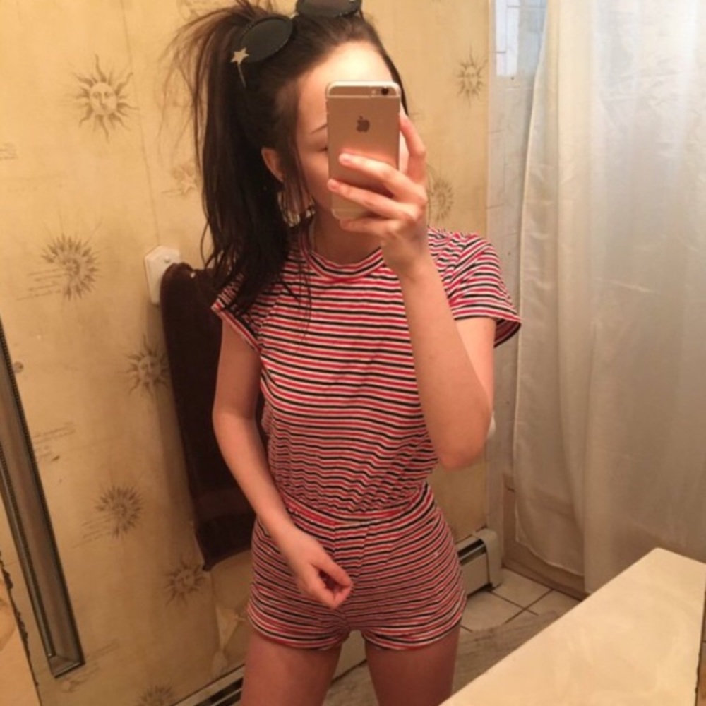 ❌SOLD❌AA striped cotton romper