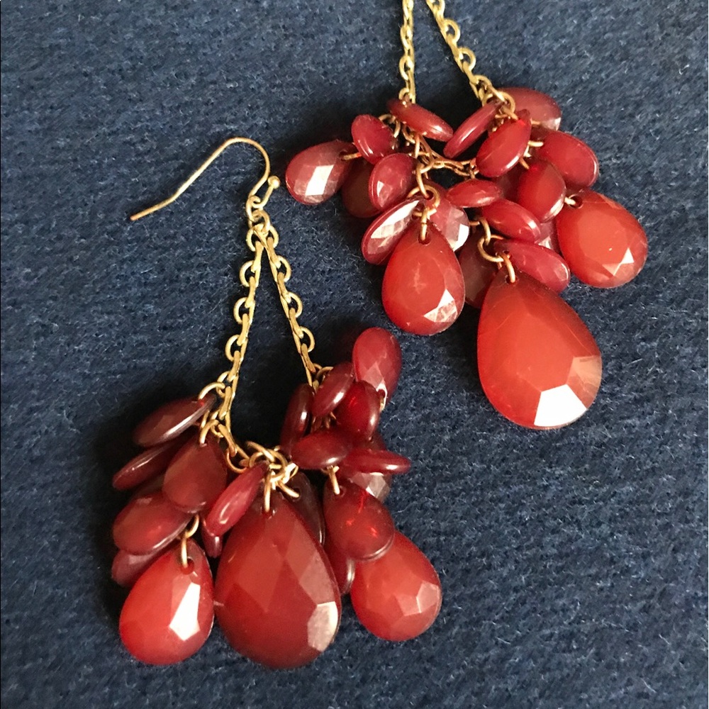 Brick red chandelier earrings