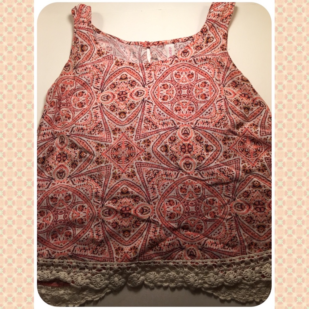Xhilaration tank top with lace and crisscross back