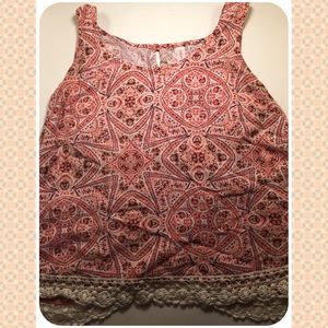 Xhilaration tank top with lace and crisscross back