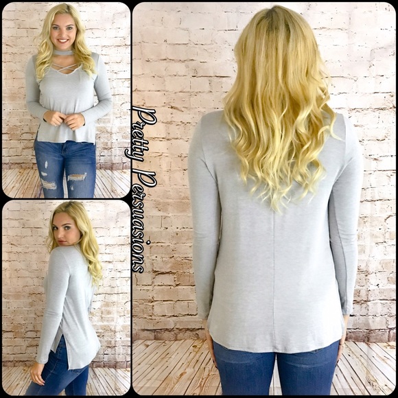 SALE‼️ NWT Gray Strappy Chocker Top - Picture 3 of 6