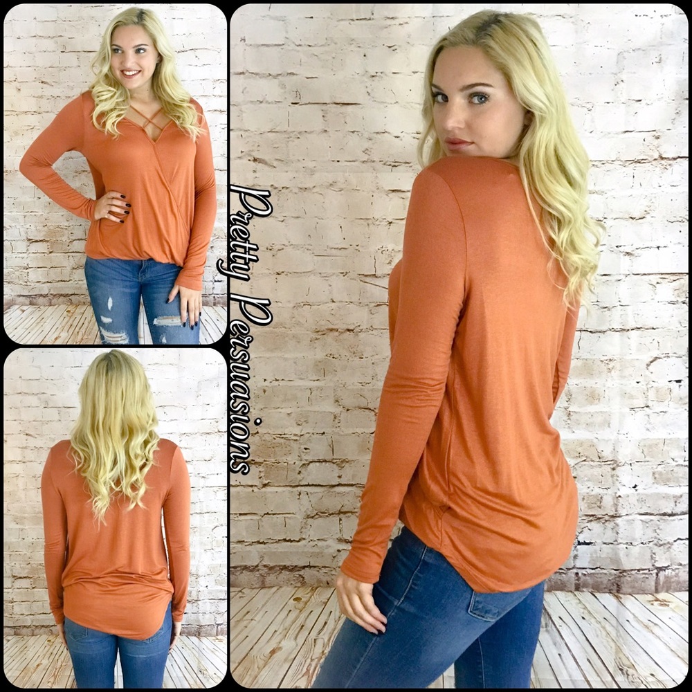 LAST ONE‼️Crisscross Strappy Front Surplice Top - Picture 2 of 6