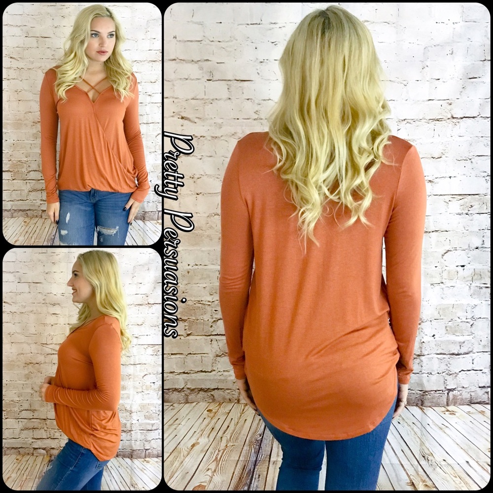 LAST ONE‼️Crisscross Strappy Front Surplice Top - Picture 3 of 6