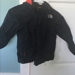 Kids black north face raincoat