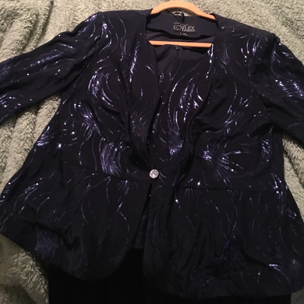 Alex Evening tea length navy gown