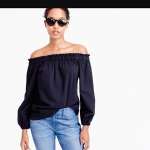 Black J Crew Off the Shoulder Blouse