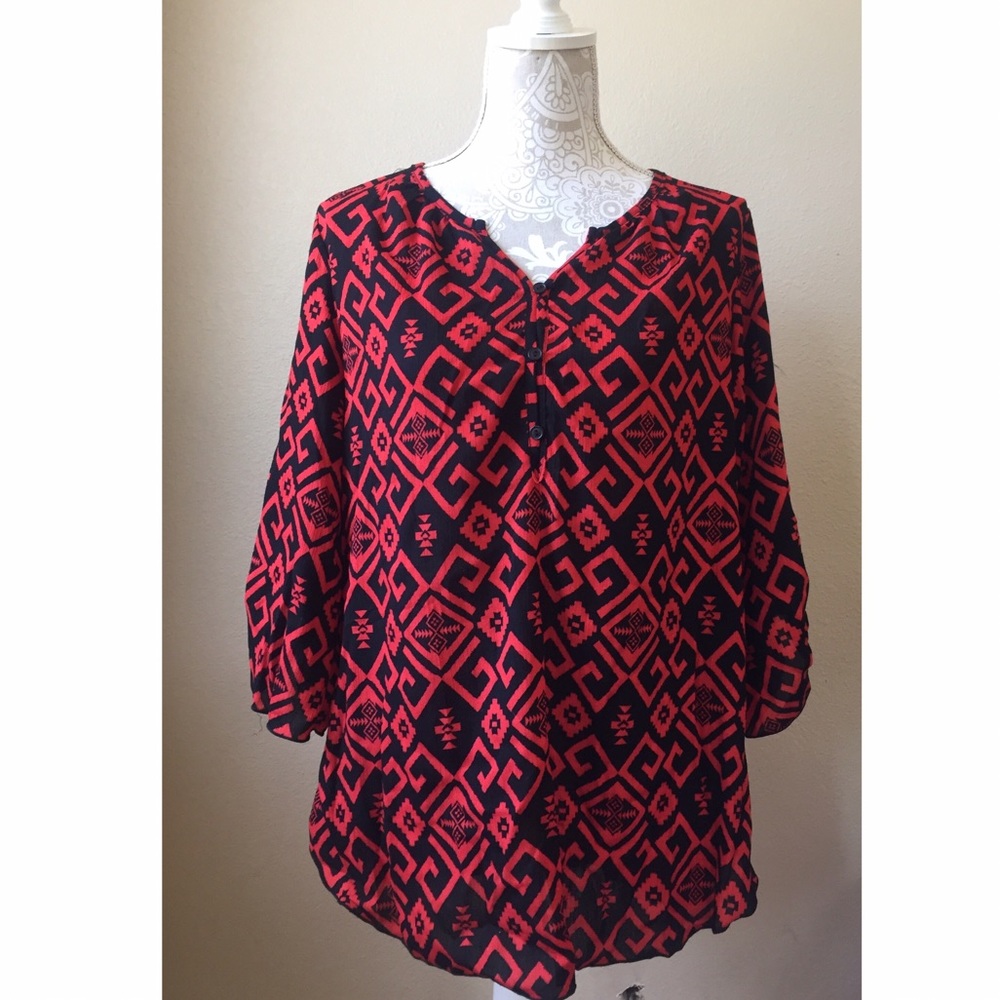 Casual Classic Tribal Print Blouse