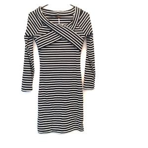 Super soft cross off the shoulder dress in stripes