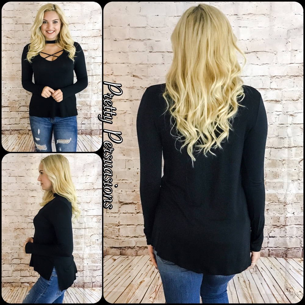 SOLD OUT ‼️ NWT Black Strappy Choker Top - Picture 3 of 7