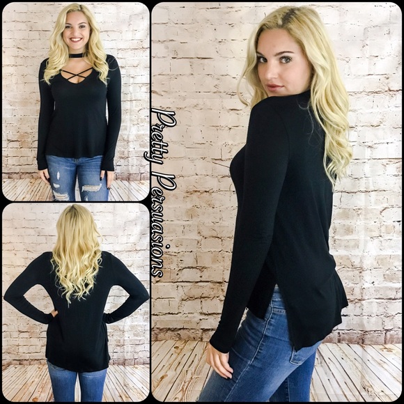 SOLD OUT ‼️ NWT Black Strappy Choker Top - Picture 4 of 7